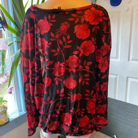 Ups &Down Floral print Lightweight Casual Tunic Top Blouse women 2X Cottagecore - Picture 5 of 5